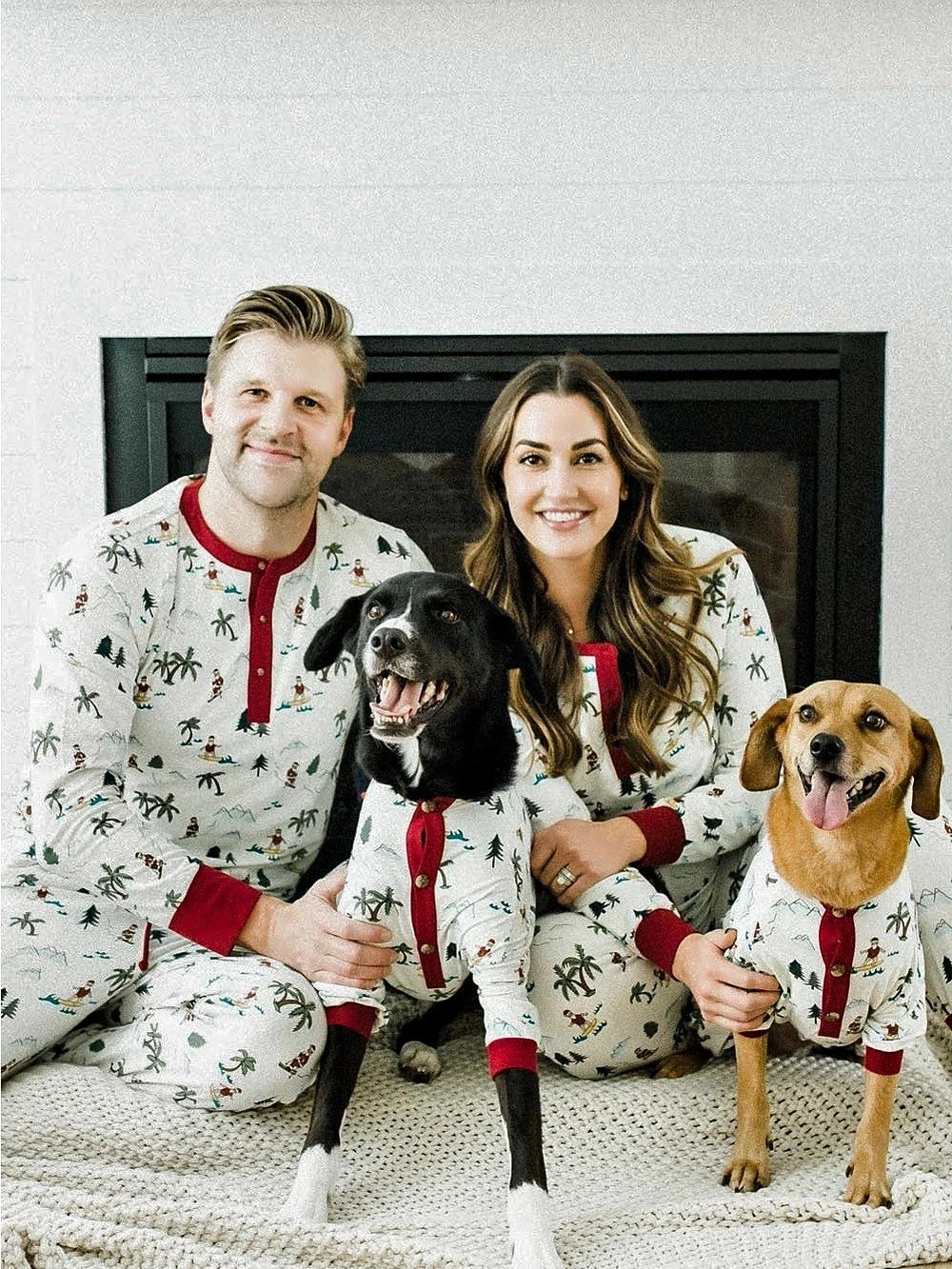 Dog Threads Surfing Santa Pajama matching pajama set